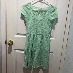 Mint Green Short Sleeve Lace Dress